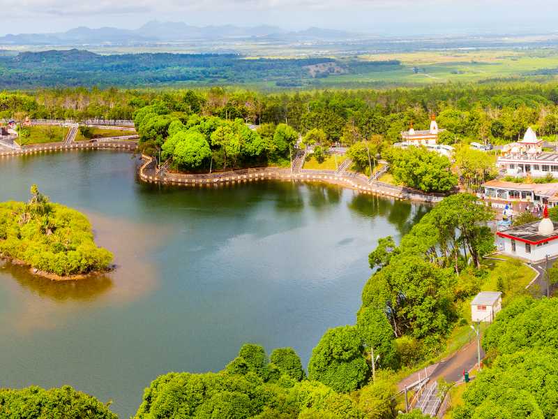 Ganga Talao also known as Grand Bassin crater lake on Mauritius. It is considered the most sacred Hindu place. There is a temple dedicated to Lord Shiva, Lord Hanuman, Goddess Lakshmi and others Gods.
