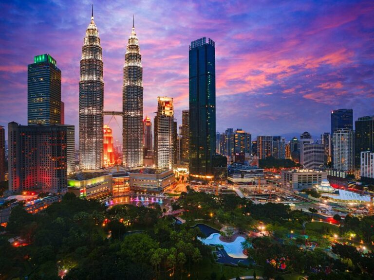 Kuala lumpur city skyline at dusk, Kuala lumpur, Malaysia