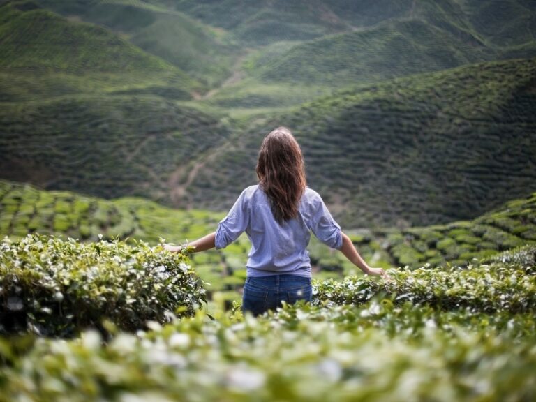 lonely girl in mountains