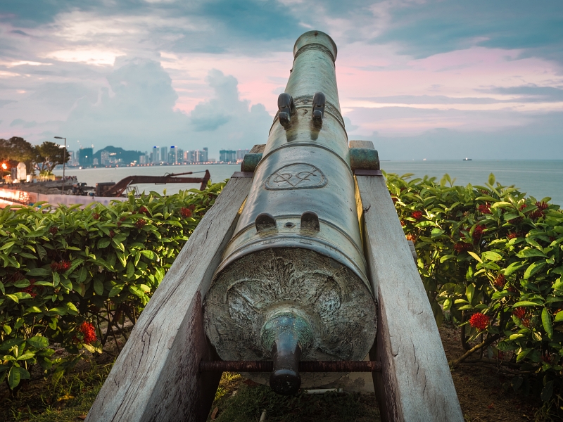 Fort Cornwallis, bastion fort in George Town, Penang, Malaysia. Panorama