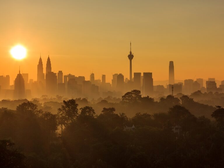 majestic sunrise over kuala lumpur, malaysia city skyline