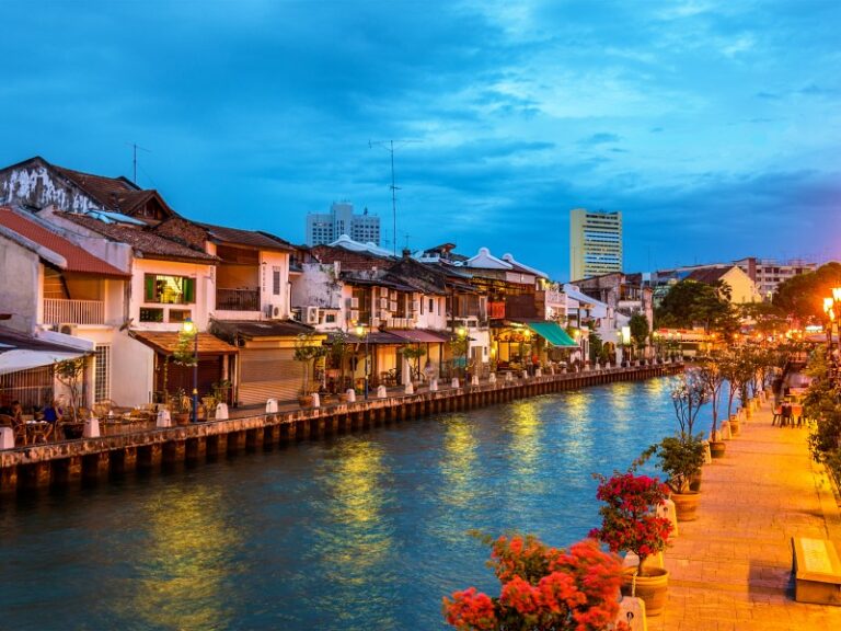 The old town of Malacca and the Malacca river. UNESCO World Heritage Site in Malaysia