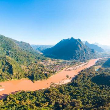 800 - Laos - aerial-panoramic-nam-ou-river-nong-khiaw-muang-ngoi-laos-dramatic-landscape-scenic-pinnacle-cliff-mountain-range