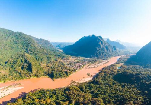 800 - Laos - aerial-panoramic-nam-ou-river-nong-khiaw-muang-ngoi-laos-dramatic-landscape-scenic-pinnacle-cliff-mountain-range