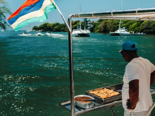 800- Mauritius - barbecue-on-a-boat-in-the-indian-ocean-near-the-island-of-mauritius-the-mauritius-flag