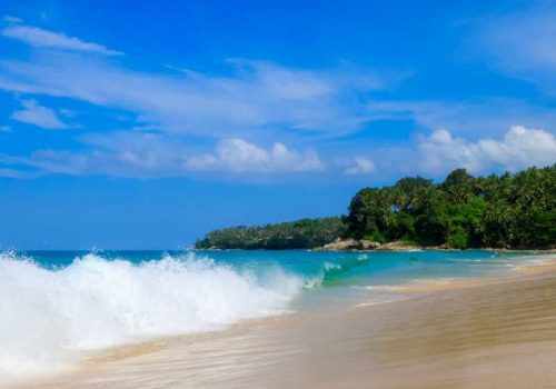 800 - Phuket, Yao Noi, Khao Sok - sea-waves-on-the-sand-beach-in-the-tourist-season-and-blue-sky-background-at-surin-beach-island-phuket-thailand